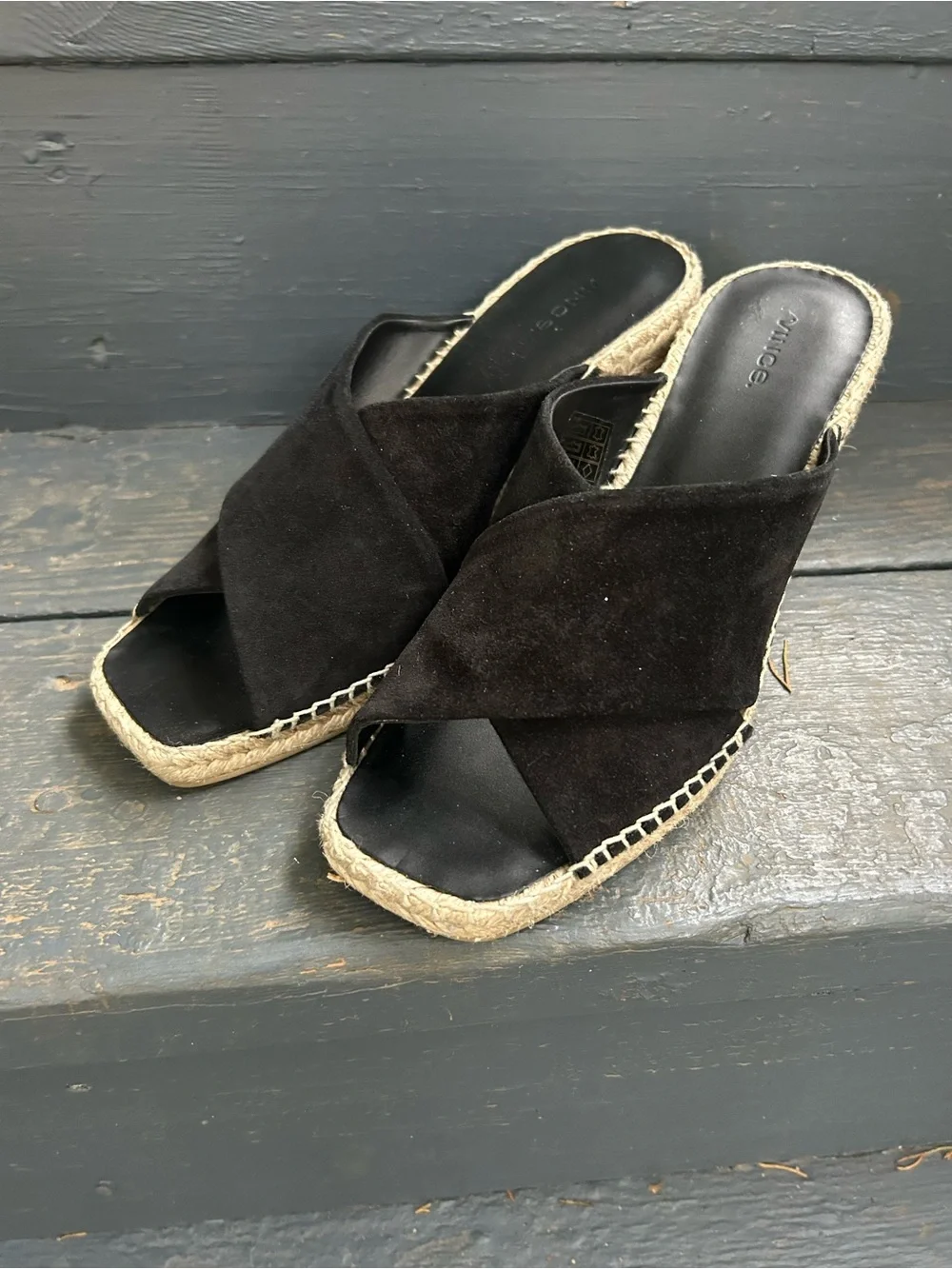 Vince “Gaelan” Square  Toe Crisscross Espadrille Wedge Sandals